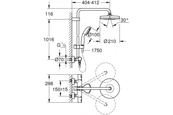 Душевая стойка Grohe Vitalio Start 27960001 хром, штанга 116.7 см
