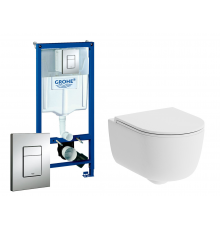 Комплект 3 в 1 инсталляция Grohe Rapid SL + унитаз Damixa Sirius DX86C1700SC + кнопка хром в современном стиле