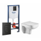 Комплект 3 в 1 инсталляция Grohe Rapid SL + Подвесной унитаз WeltWasser Kehlbach 004 GL-WT + черная кнопка в современном стиле