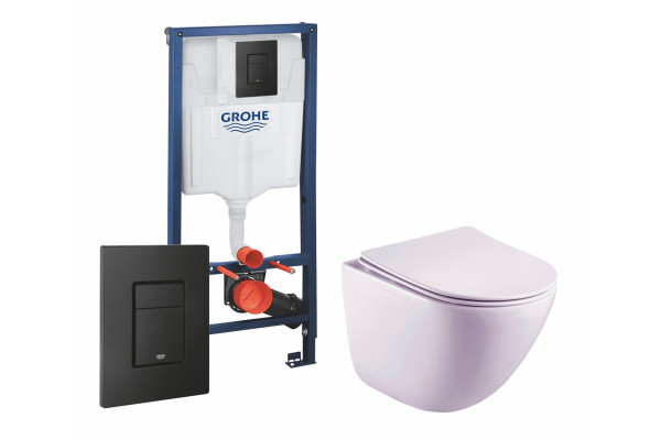 Комплект 3 в 1 инсталляция Grohe Rapid SL + Унитаз подвесной Esbano Lotus ESUPLOTUW + черная кнопка в современном стиле