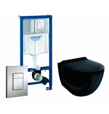 Комплект 3 в 1 инсталляция Grohe Rapid SL + Унитаз подвесной Esbano Garcia ESUPGARCB + кнопка хром в современном стиле