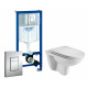 Комплект 3 в 1 инсталляция Grohe Rapid SL + Подвесной унитаз WeltWasser Baarbach 004 GL-WT + кнопка хром в современном стиле
