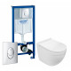 Комплект 3 в 1 инсталляция Grohe Rapid SL + Подвесной унитаз WeltWasser Heimbach 004 GL-WT + кнопка хром в современном стиле