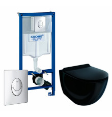 Комплект 3 в 1 инсталляция Grohe Rapid SL + Унитаз подвесной Esbano Garcia ESUPGARCB + кнопка хром в современном стиле
