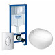 Комплект 3 в 1 инсталляция Grohe Rapid SL + Подвесной унитаз WeltWasser Jeckenbach + кнопка хром в стиле hi-tech