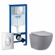 Комплект 3 в 1 инсталляция Grohe Rapid SL + Унитаз подвесной Vincea Globo VT1-14SMG + кнопка хром в современном стиле