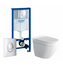 Комплект 3 в 1 инсталляция Grohe Rapid SL + Унитаз подвесной Grossman GR-4483S + кнопка Skate Air в современном стиле
