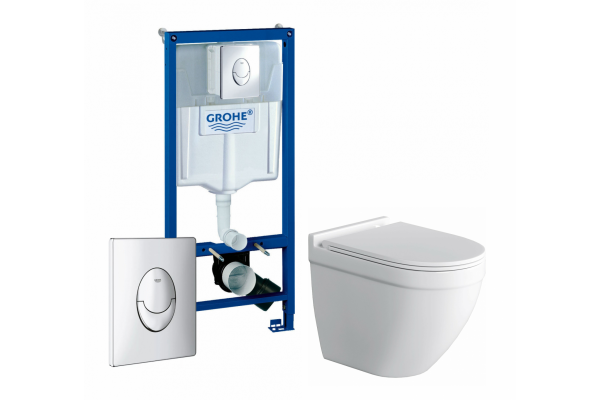 Комплект 3 в 1 инсталляция Grohe Rapid SL + Унитаз подвесной Grossman GR-4483S + кнопка Skate Air в современном стиле