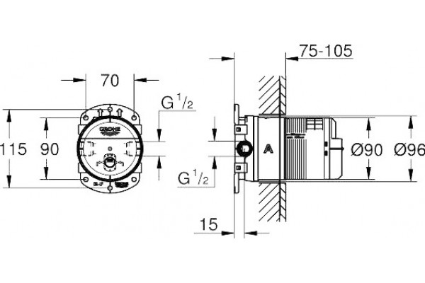 Душевой комплект Grohe Grohtherm SmartControl 29121000 + 3560000 + 26404000 + 26475000 + 26483000 штанга 17.6 см