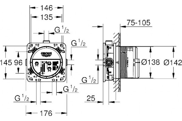 Душевой комплект Grohe Grohtherm SmartControl 29121000 + 3560000 + 26404000 + 26475000 + 26483000 штанга 17.6 см