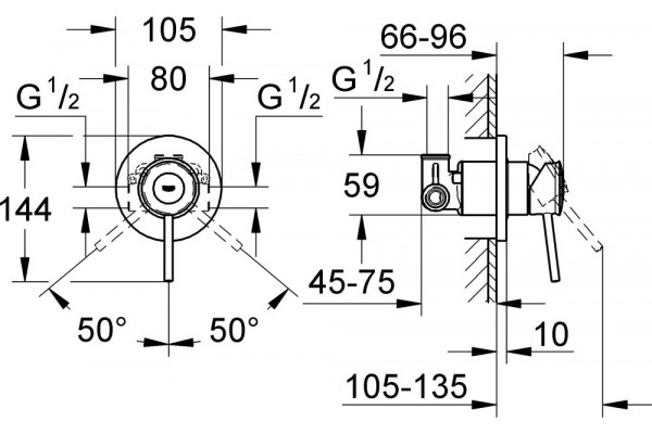 Душевой комплект Grohe BauClassic 29048000 + 27924001 + 28671000 хром,  в современном стиле
