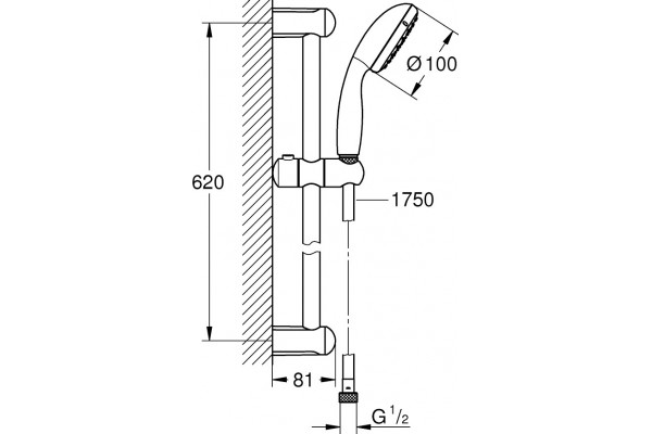 Душевой комплект Grohe BauClassic 29048000 + 27924001 + 28671000 хром,  в современном стиле