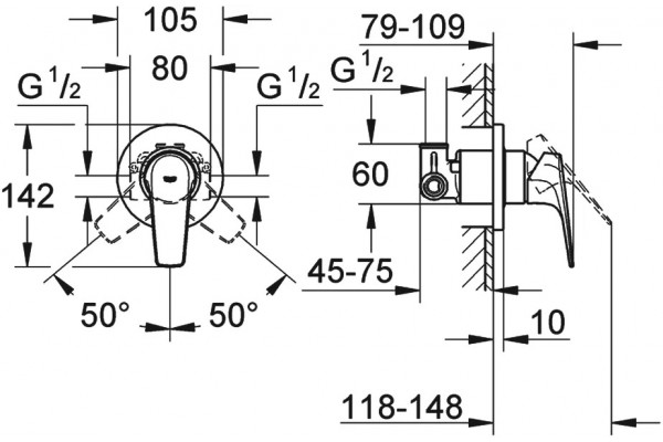 Душевой комплект Grohe BauFlow 29046000 + 27929002 + 28671000 хром,  в современном стиле