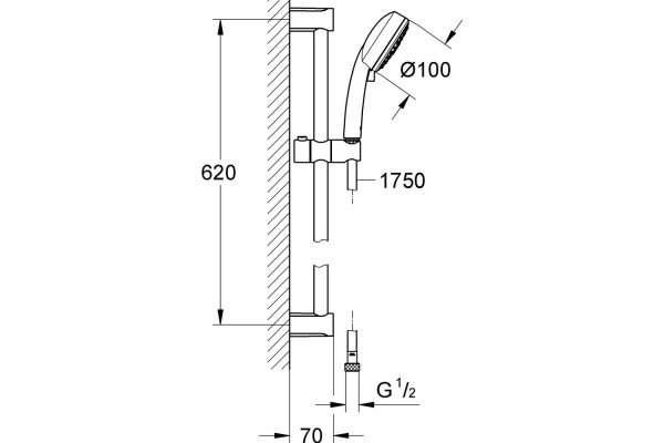 Душевой комплект Grohe BauFlow 29046000 + 27929002 + 28671000 хром,  в современном стиле