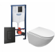 Комплект 3 в 1 инсталляция Grohe Rapid SL + Унитаз подвесной Cerutti Spa Sella aria CT7183 + кнопка черная в современном стиле