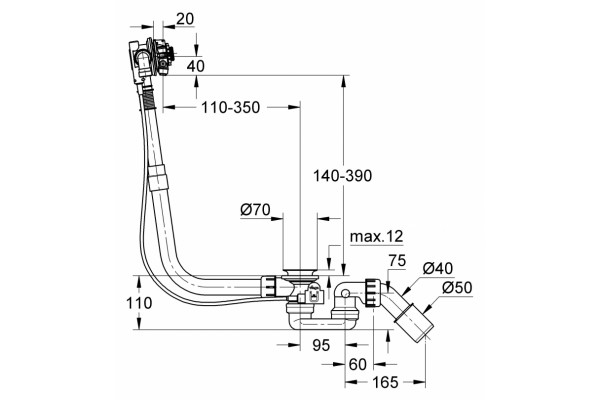 Слив-перелив Grohe Talentofill 28991000 белый, хром, черный