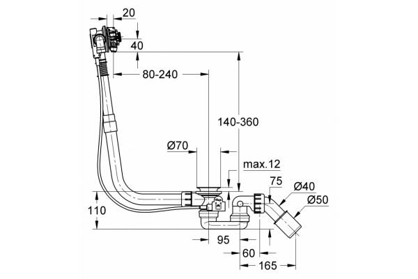 Слив-перелив Grohe Talentofill 28990000 белый, хром, черный