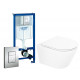 Комплект 3 в 1 инсталляция Grohe Rapid SL + Унитаз подвесной BelBagno Tre BB8001CHR/SC + кнопка хром в современном стиле