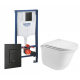 Комплект 3 в 1 инсталляция Grohe Rapid SL + Подвесной унитаз WeltWasser Telbach + черная кнопка в стиле hi-tech