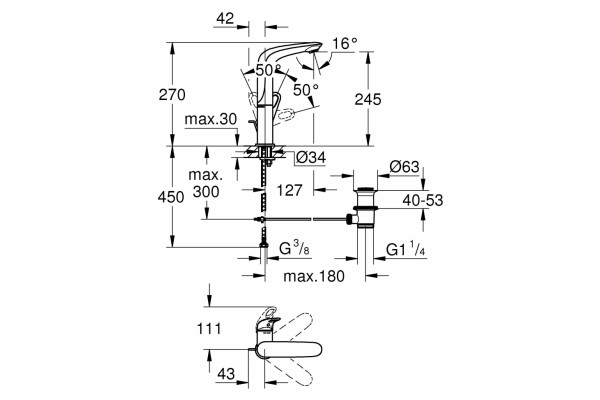 Смеситель Grohe Eurostyle New 23569LS3 для раковины однорычажный, белый