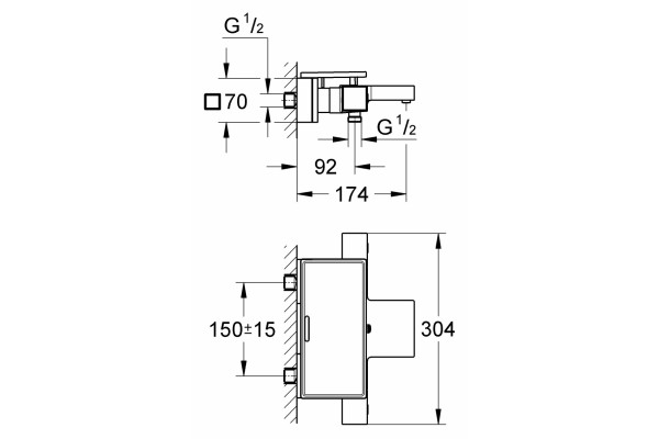 Термостат Grohe Grohtherm Cube 34502000 для ванны с душем, термостат, хром