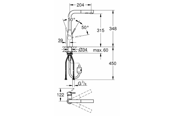 Смеситель Grohe Essence для кухонной мойки однорычажный, матовый