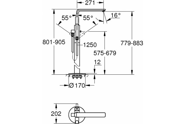 Смеситель Grohe Lineare 23792001 напольный однорычажный, хром