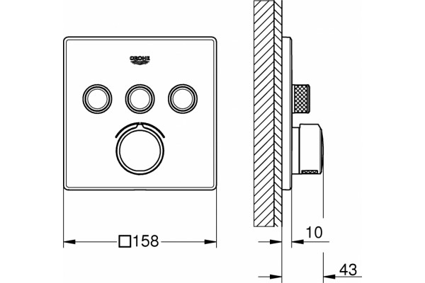 Смеситель Grohe Grohtherm SmartControl 29149000 для ванны с душем, однорычажный, хром