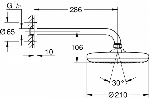 Верхний душ Grohe Tempesta 26411000 хром, размер 21 см