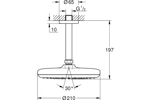 Верхний душ Grohe Tempesta 26413000 хром, размер 21 см