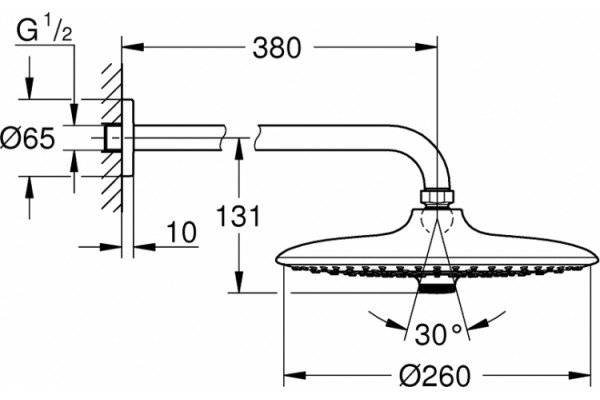 Верхний душ Grohe Euphoria SmartControl 26459000 хром, 3 режима