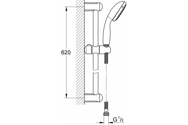 Душевой комплект Grohe BauClassic 124404 хром, шланг 175 см