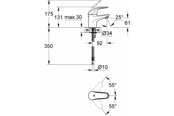 Душевой комплект Grohe Euroeco 124428 хром, шланг 175 см