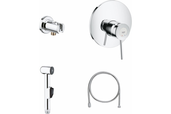 Душевой комплект Grohe BauClassic 124434 хром, шланг металлический 150 см