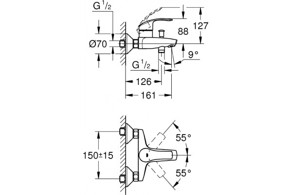 Душевой комплект Grohe Eurosmart 124446 хром, шланг 175 см