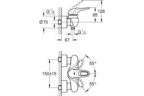 Смеситель Grohe Eurostyle 33590003 для душа однорычажный, хром