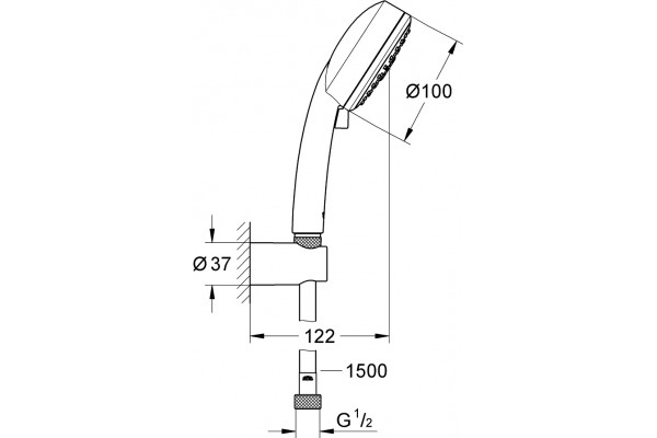 Душевой гарнитур Grohe Tempesta Cosmopolitan 27588002 хром, штанга 22 см