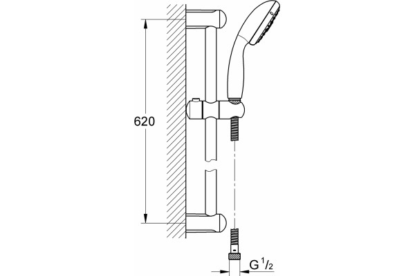 Душевой гарнитур Grohe Tempesta New 27795001 хром, штанга 64 см