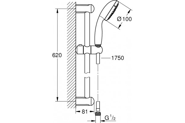 Душевой гарнитур Grohe Tempesta New 27794001 хром, штанга 64 см