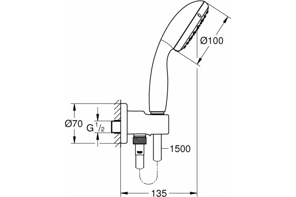 Душевой гарнитур Grohe New Tempesta 26406001 хром, штанга 22 см