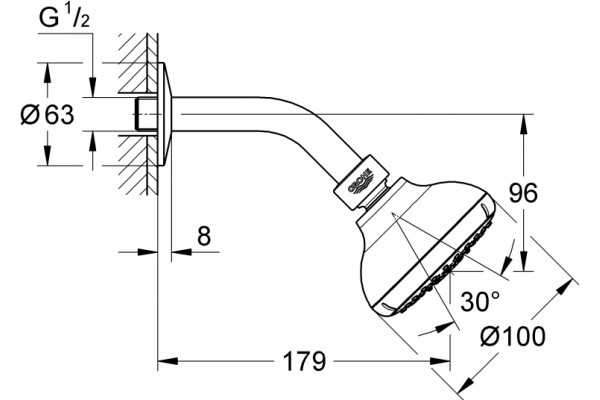 Верхний душ Grohe Tempesta New 27870001 хром, размер 10 см, 4 режима