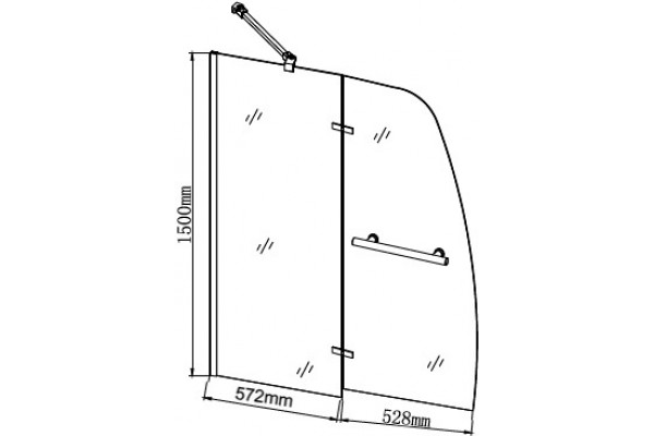 Шторка на ванну Grossman GR-102/2 распашная, стекло прозрачное, профиль хром