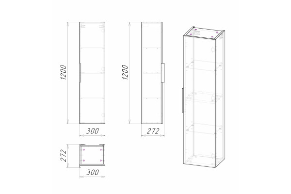 Шкаф-пенал Grossman Форта 303005 дуб галифакс подвесной, фурнитура черная