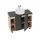 Тумба с раковиной Grossman Флай 100 дуб сонома, серая, напольная, фурнитура черная