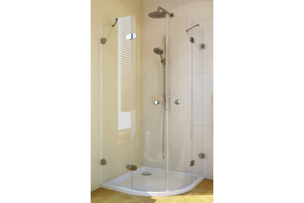 Душевой уголок GuteWetter Lux Meliori GK-002 100x100 см стекло бесцветное, фурнитура хром, четверть круга, двери распашные