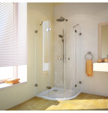 Душевой уголок GuteWetter Lux Meliori GK-002 90x90 см стекло бесцветное, фурнитура хром, четверть круга, двери распашные