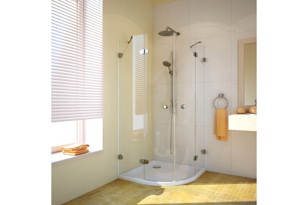 Душевой уголок GuteWetter Lux Meliori GK-002 90x90 см стекло бесцветное, фурнитура хром, четверть круга, двери распашные