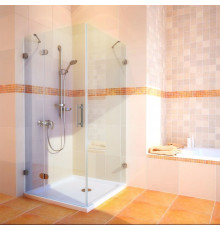 Душевой уголок GuteWetter Lux Square GK-003 левый 90x90 см стекло бесцветное 6-8, фурнитура хром, квадратный, двери распашные