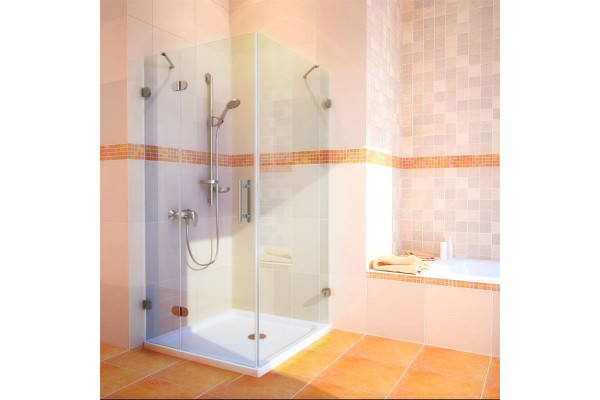 Душевой уголок GuteWetter Lux Square GK-003 левый 90x90 см стекло бесцветное 6-8, фурнитура хром, квадратный, двери распашные