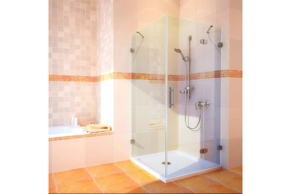 Душевой уголок GuteWetter Lux Square GK-003 правый 90x90 см стекло бесцветное 6-8, фурнитура хром, квадратный, двери распашные